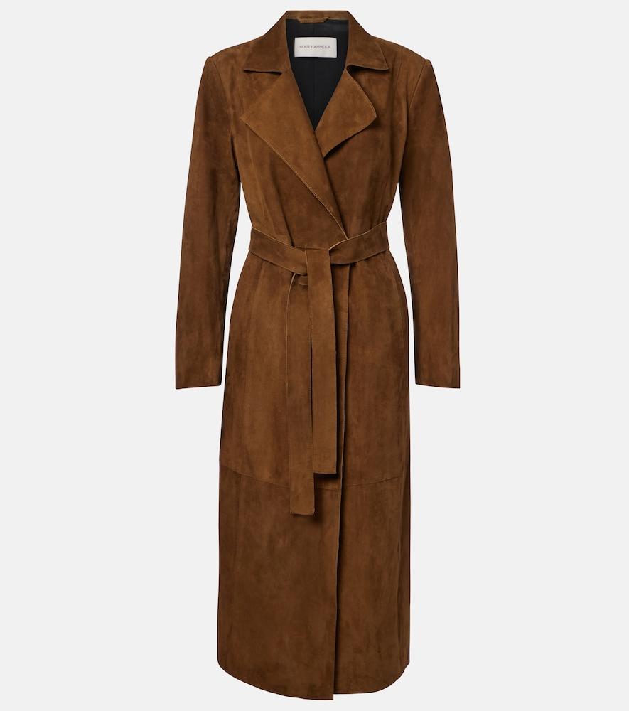 nour hammour winona belted suede wrap coat