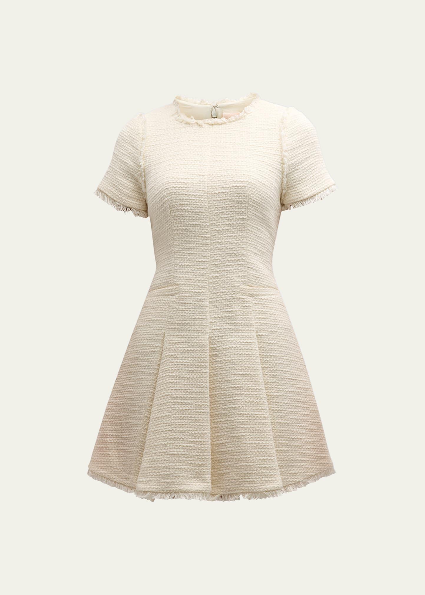 nova cotton boucle pleated mini dress