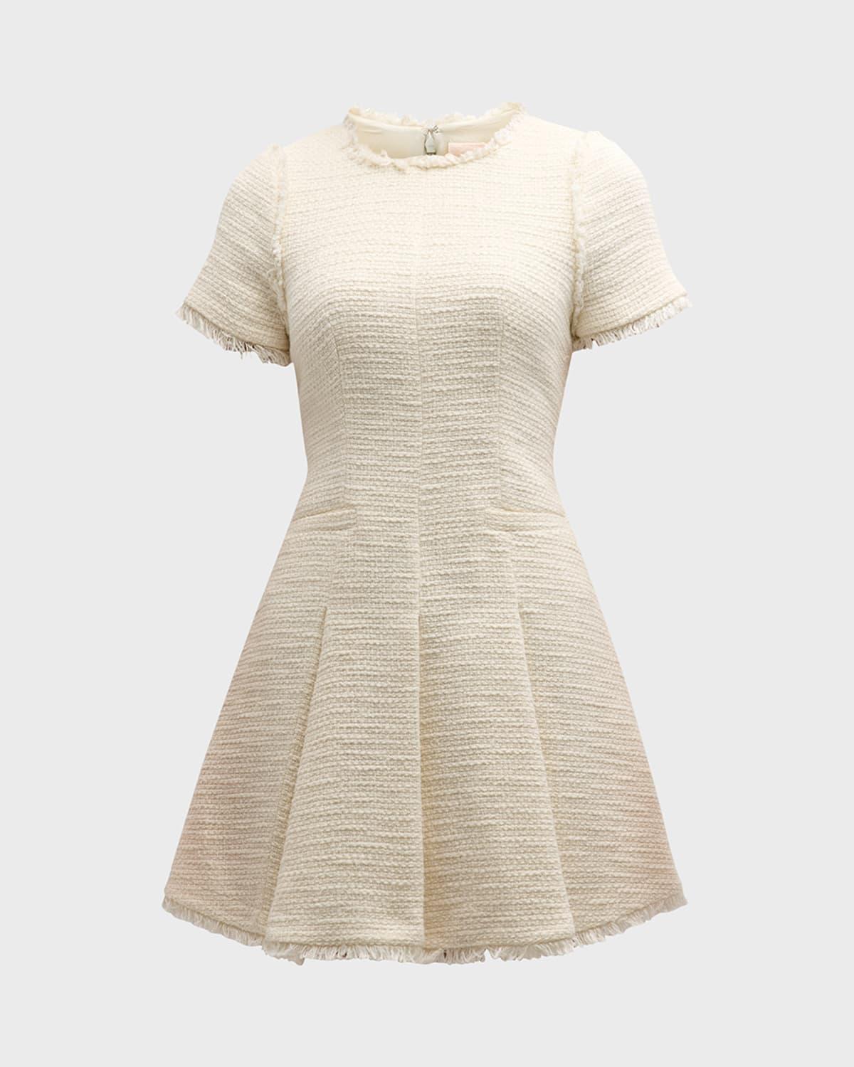 nova cotton boucle pleated mini dress