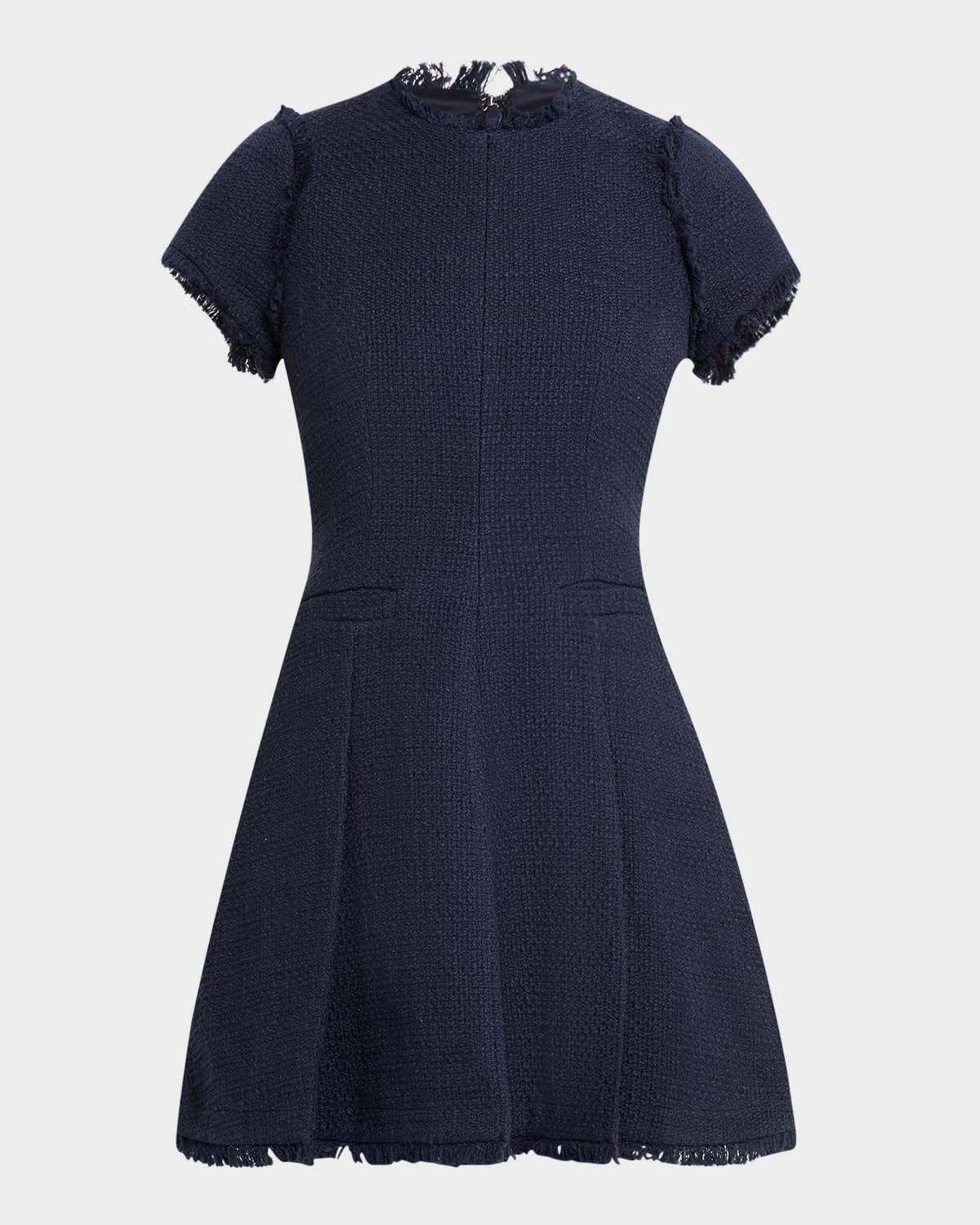 nova cotton boucle pleated mini dress