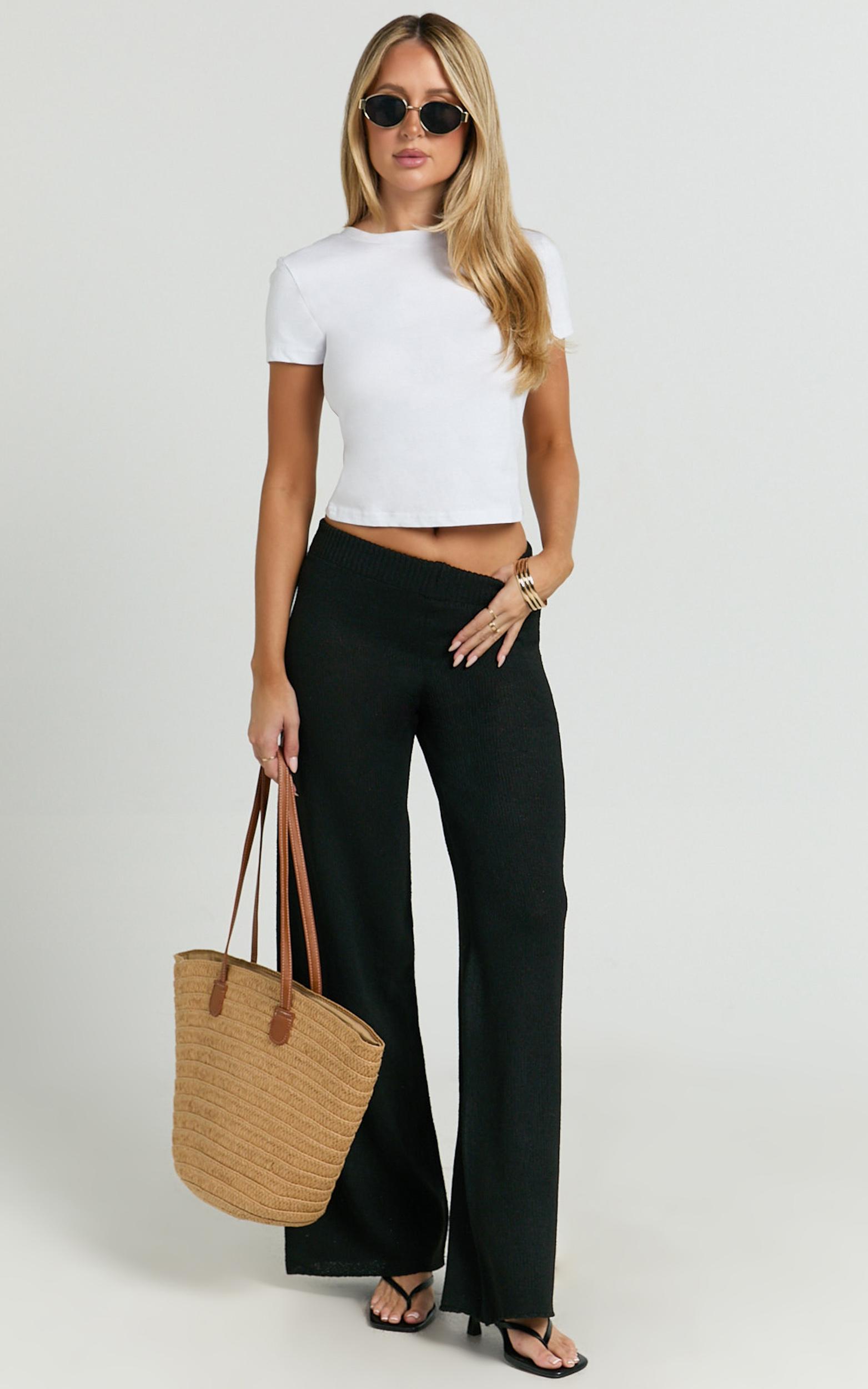 nova pants - knitted wide leg pant in black