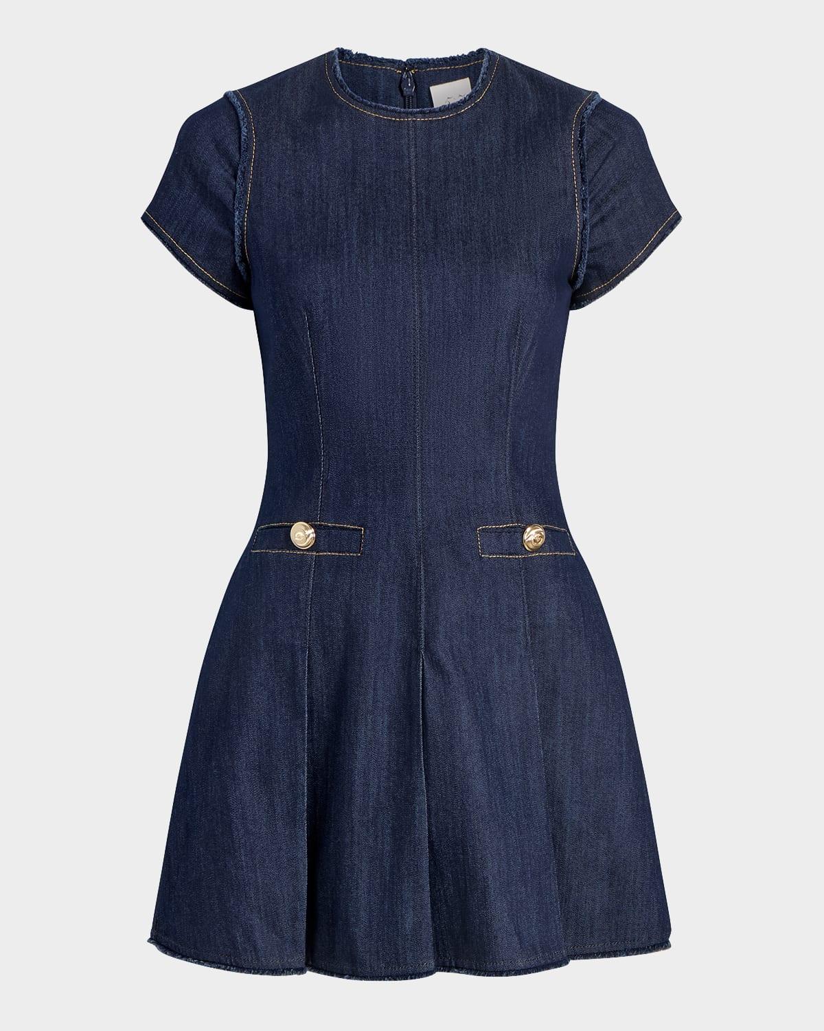 nova short-sleeve denim mini dress