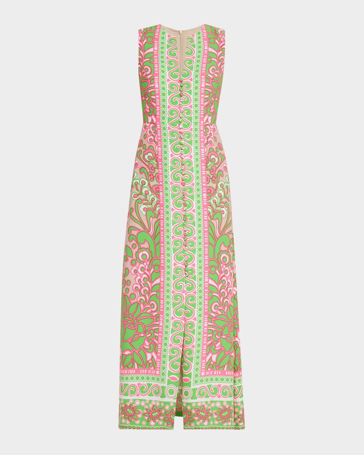 novak sleeveless floral-print maxi dress