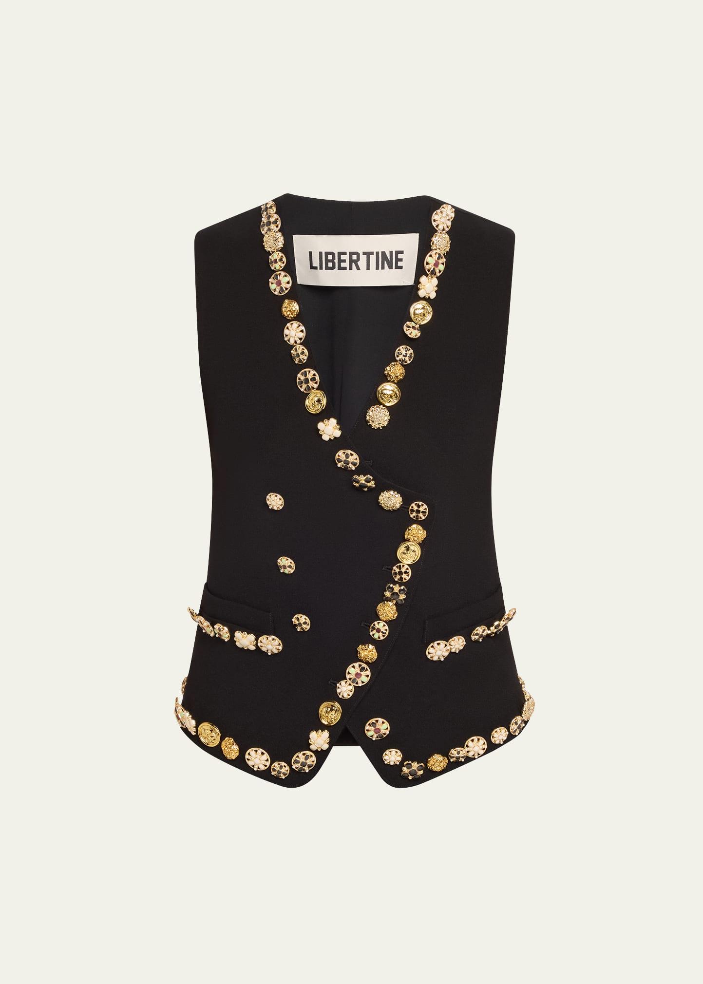 novelty button luxe double-breasted waistcoat