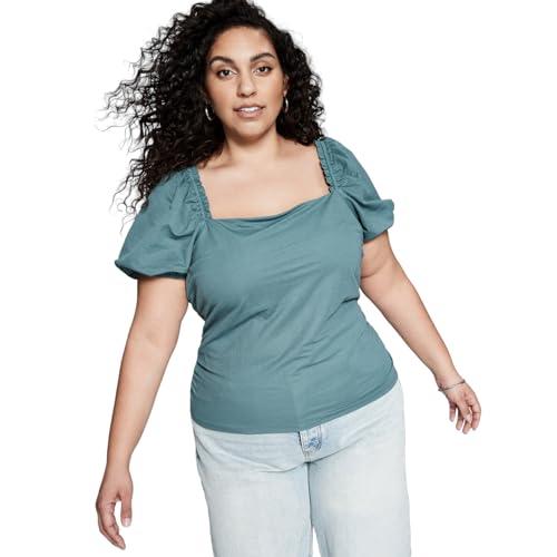 now this plus size puff sleeve top jade 4x