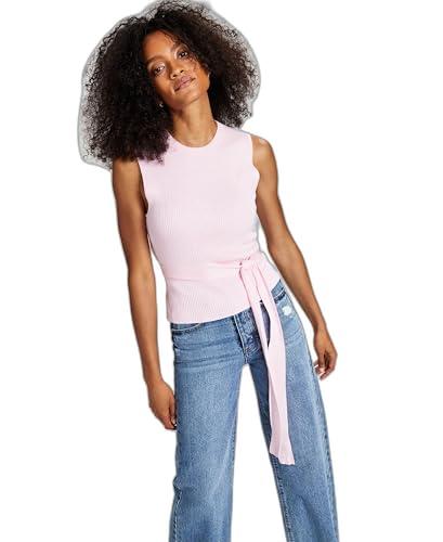 now this womens belted ribbed top bubblegum s
