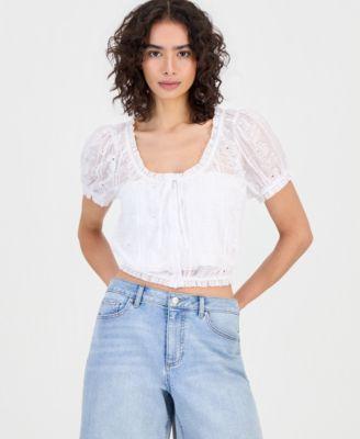 now this womens cotton embroidered cropped blouse macys exclusive