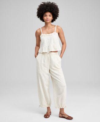 now this womens cotton floral jacquard drawstring pants macys exclusive