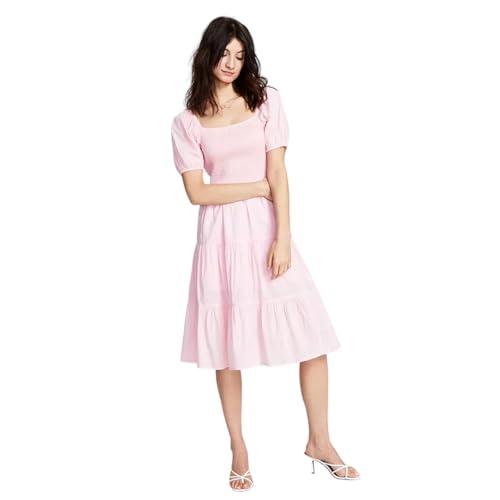 now this womens cotton lace up back dress bubblegum xs