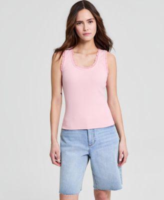 now this womens crocheted trim ribbed tank top macys exclusive
