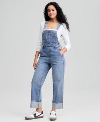 now this womens cuffed denim overalls macys exclusive