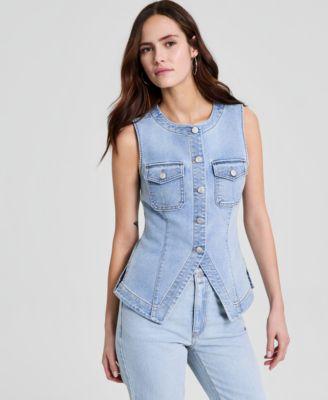 now this womens denim sleeveless flyaway vest macys exclusive