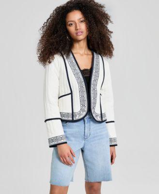 now this womens embroidered seamed cotton jacket macys exclusive