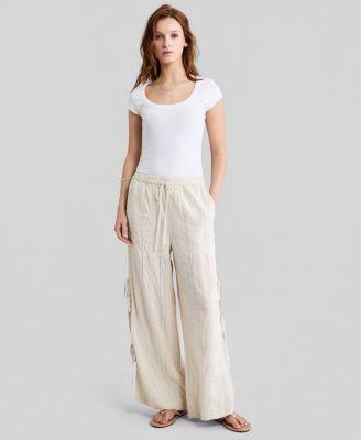 now this womens embroidered side tie pull on pants macys exclusive