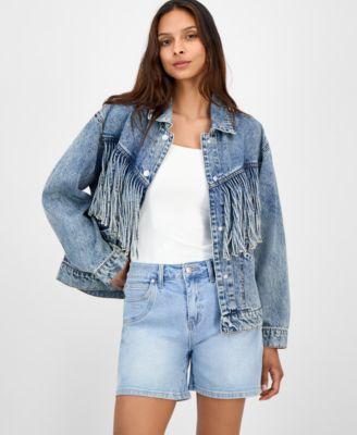 now this womens fringed denim jacket pxs 4x macys exclusive