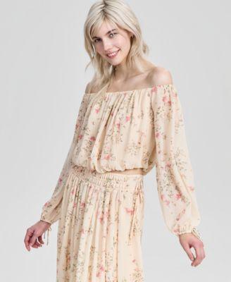 now this womens off the shoulder floral print top macys exclusive