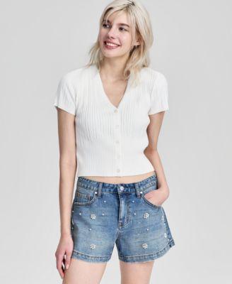 now this womens ribbed short sleeve cardigan macys exclusive