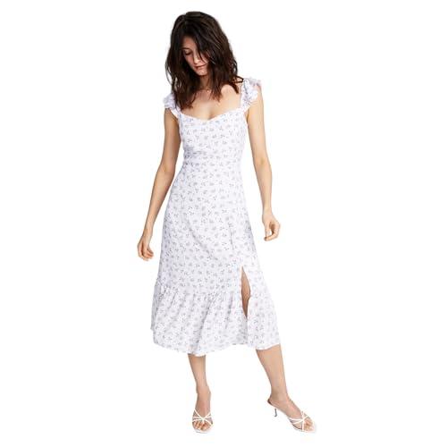 now this womens ruffled side front slit midi dress floral print xs