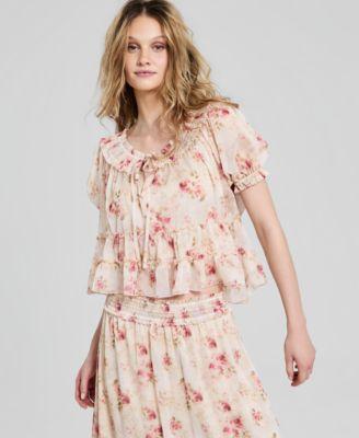 now this womens ruffled tie neck top macys exclusive