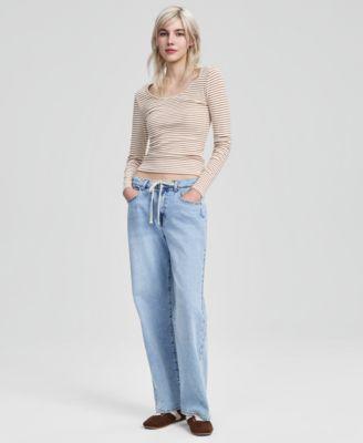 now this womens tie front wide leg jeans macys exclusive