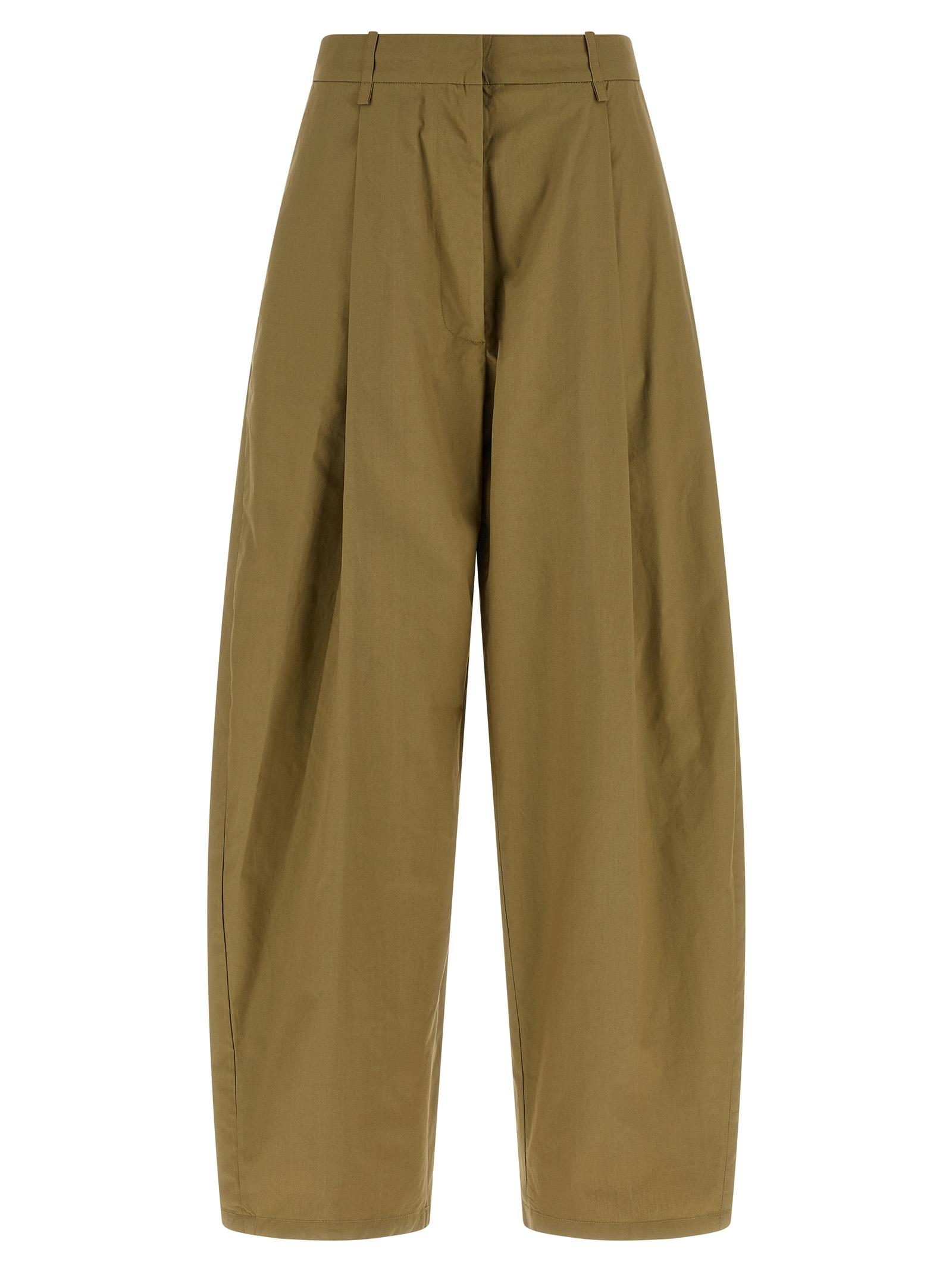 nude cotton trousers green pant - women