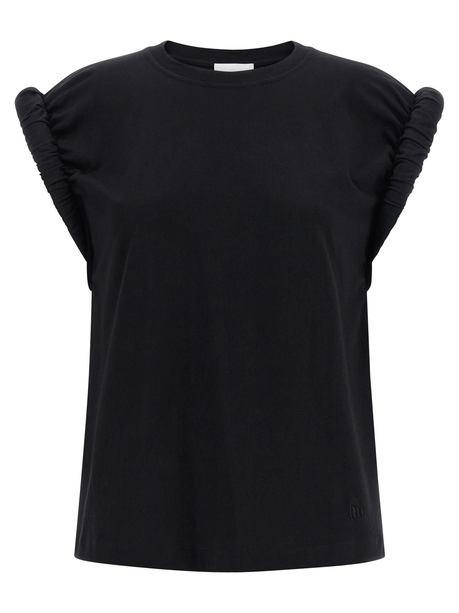 nude curled sleeve t-shirt black cotton - women