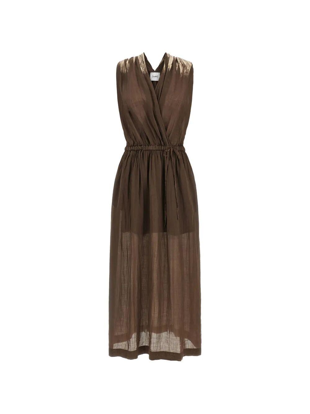 nude floor lenght dress brown tn li - women