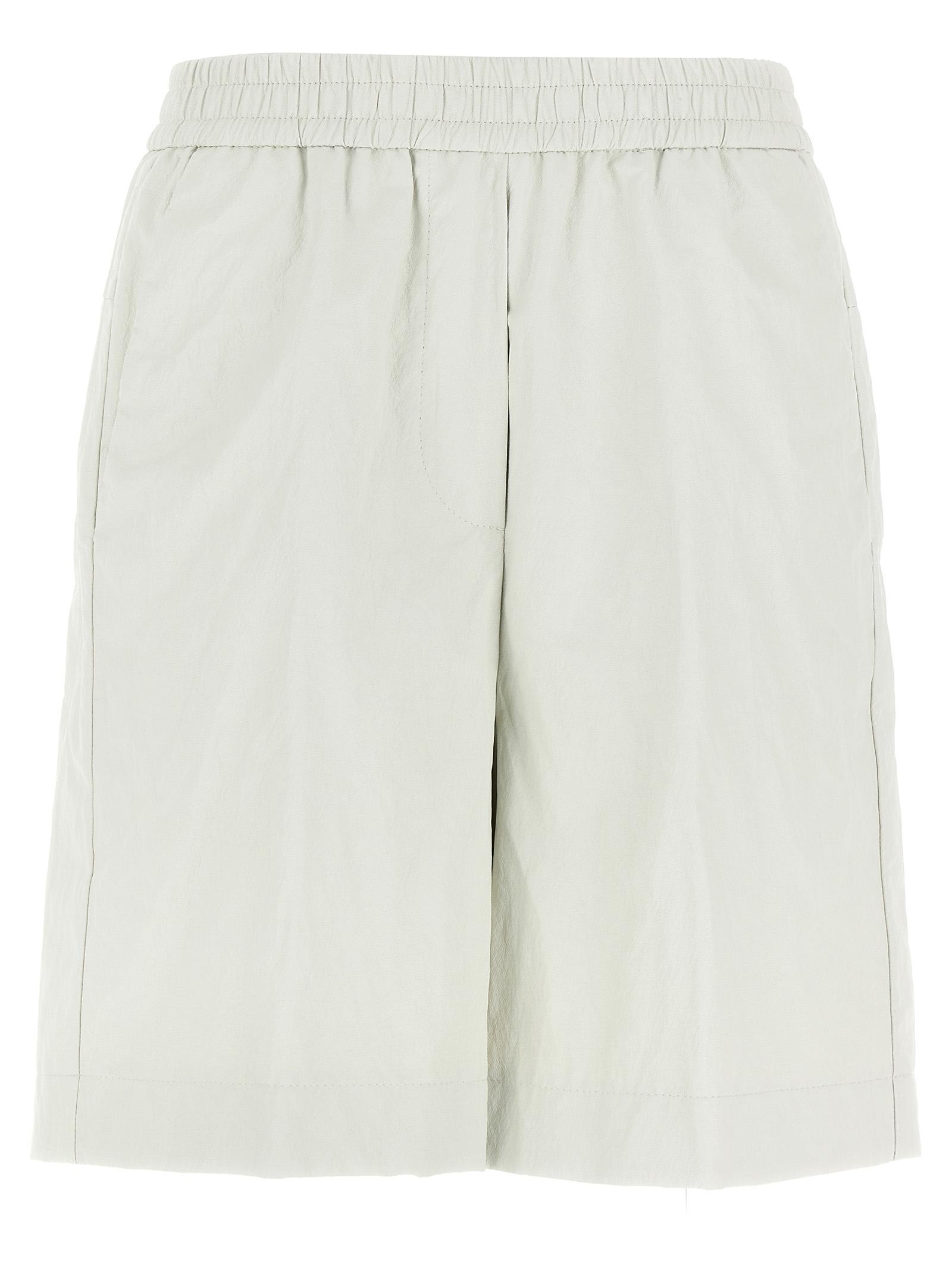nude leather-effect bermuda shorts white bermuda - women