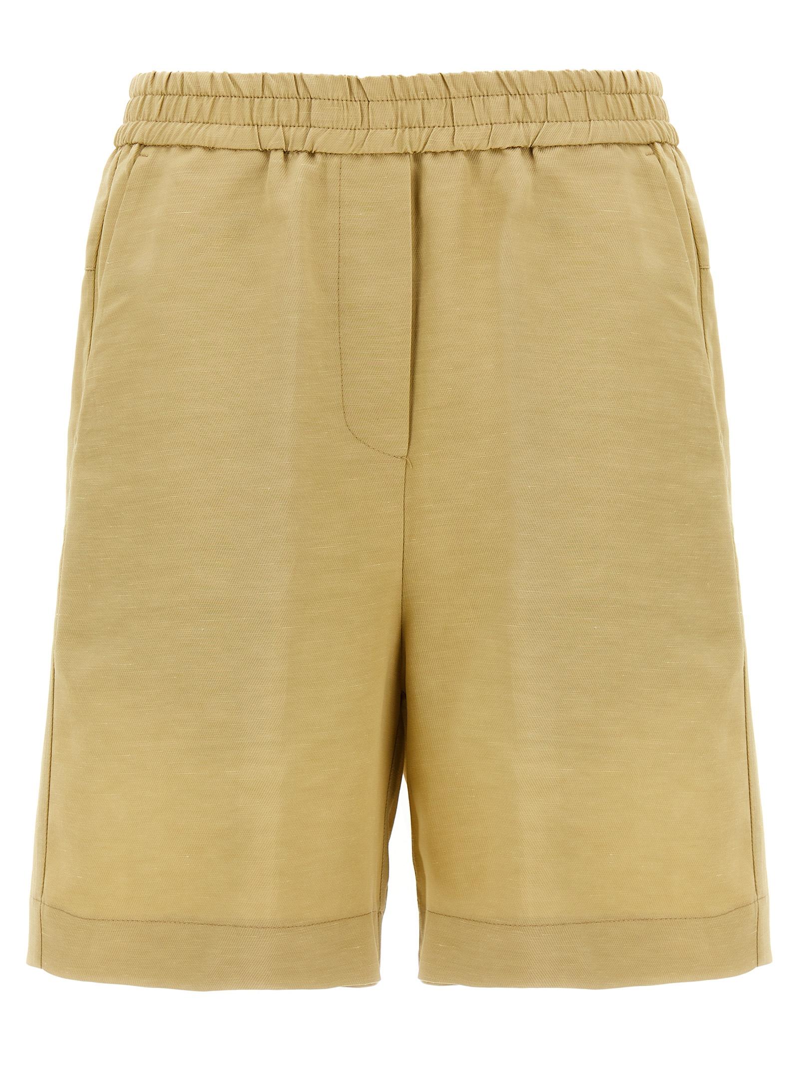 nude linen bermuda shorts beige viscose bermuda - women