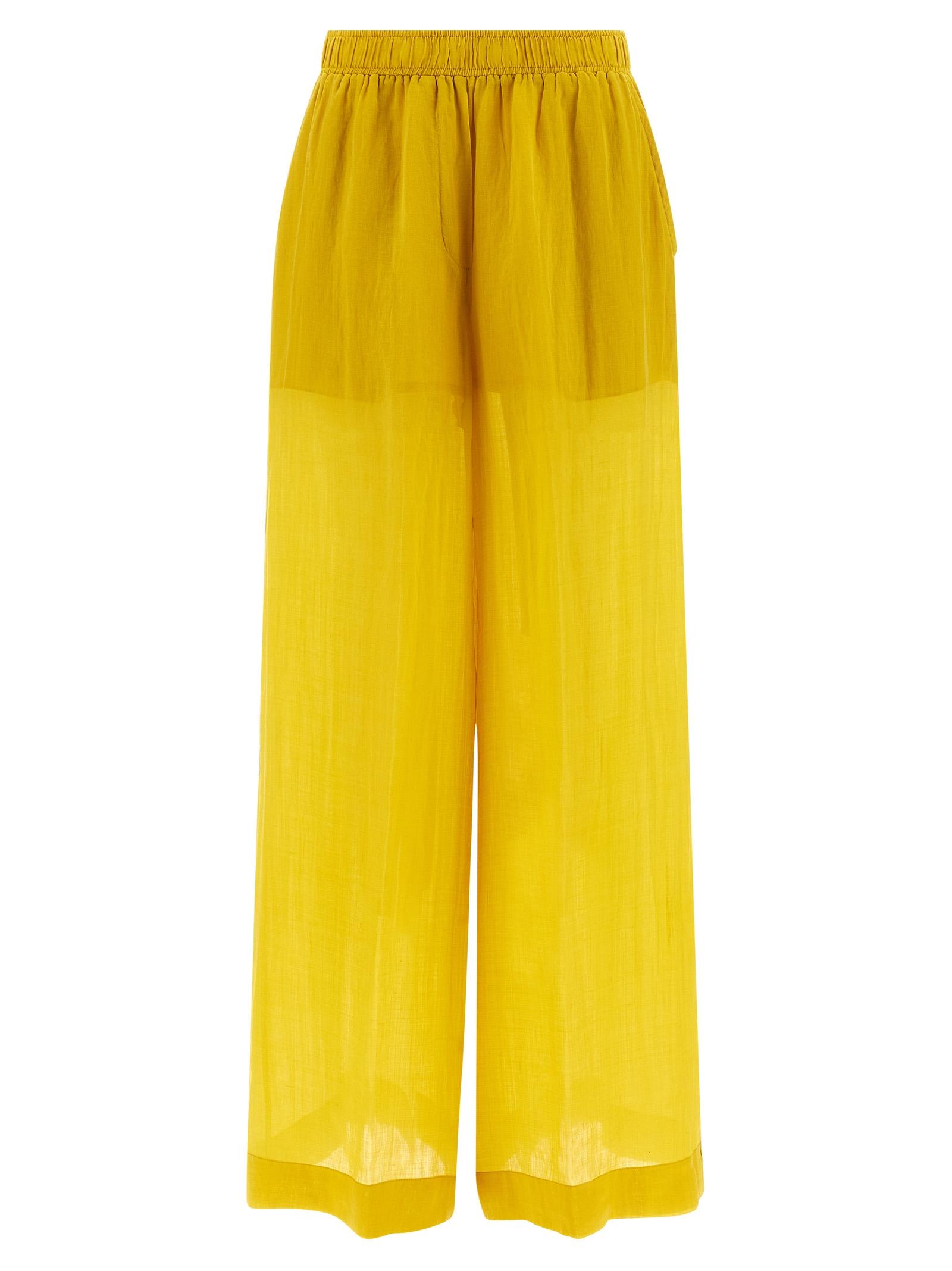 nude palazzo pants yellow tencel - women