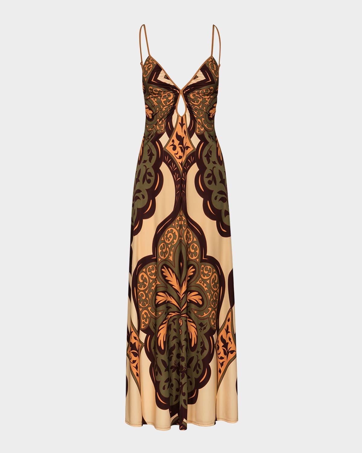 nuestra tierra printed stretch jersey slipdress