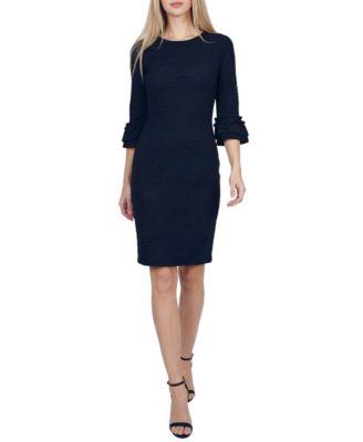 ny collection womens 3 4 sleeve textured knit dress