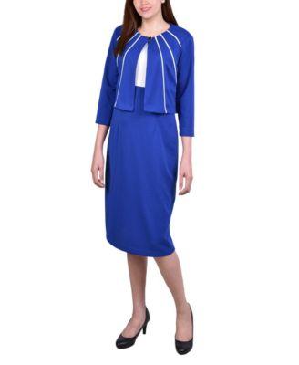 ny collection womens 3 4 sleeve two piece dress set