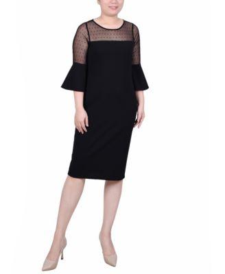 ny collection womens illusion neck scuba dress