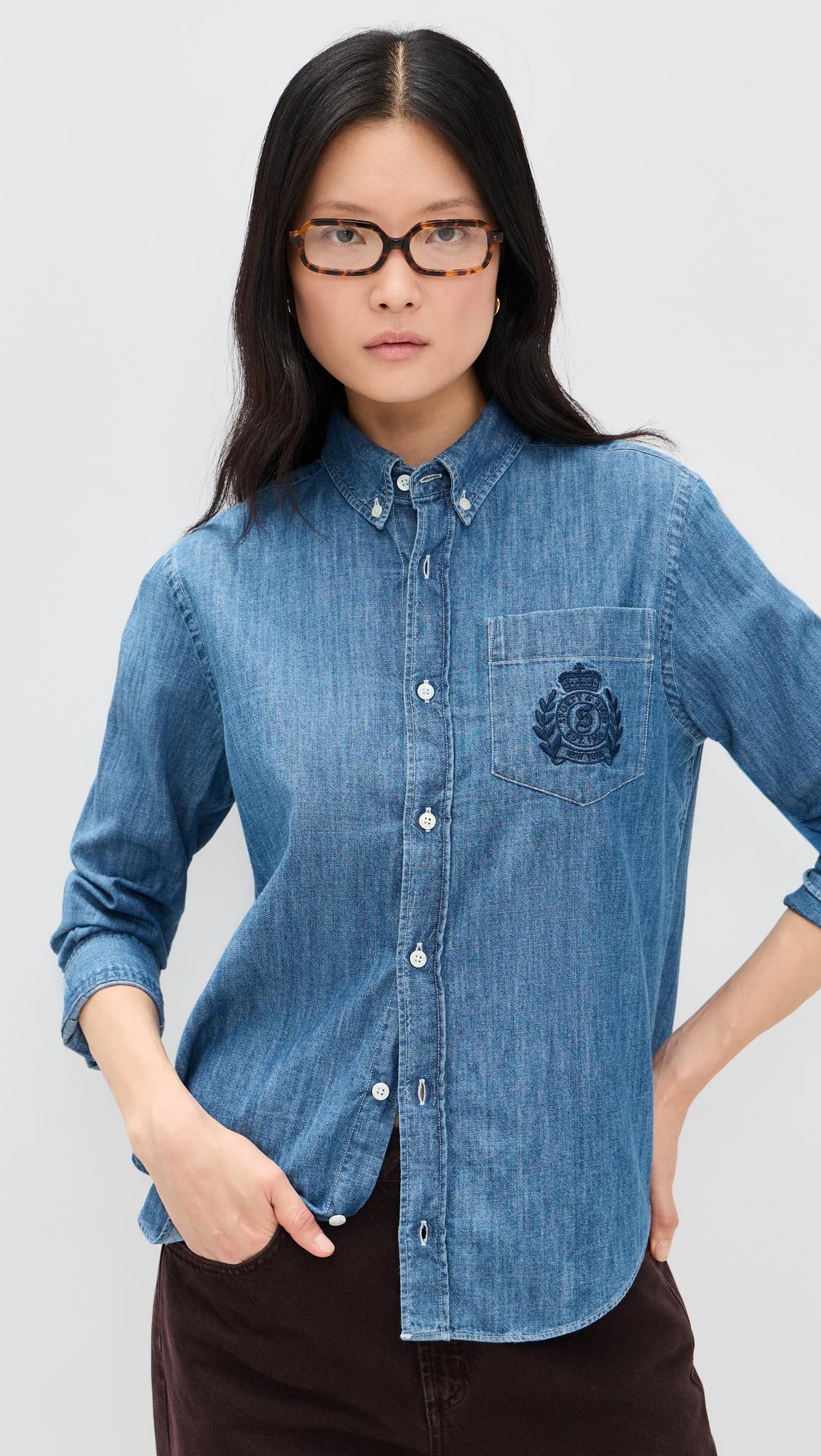 ny crest oversized denim shirt