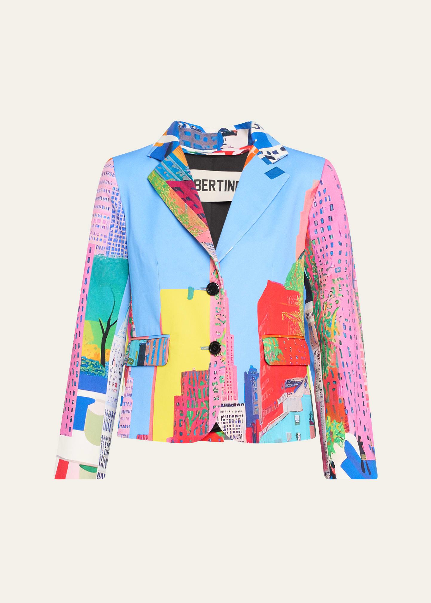 nyc print single-breasted short jacket
