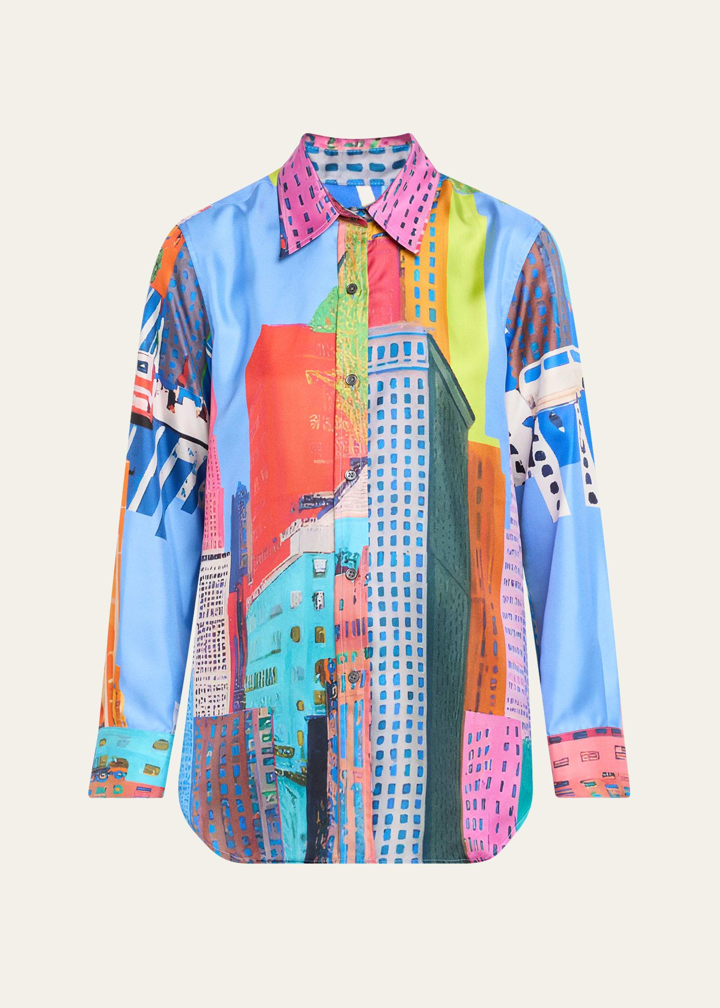 nyc printed silk new classic shirt