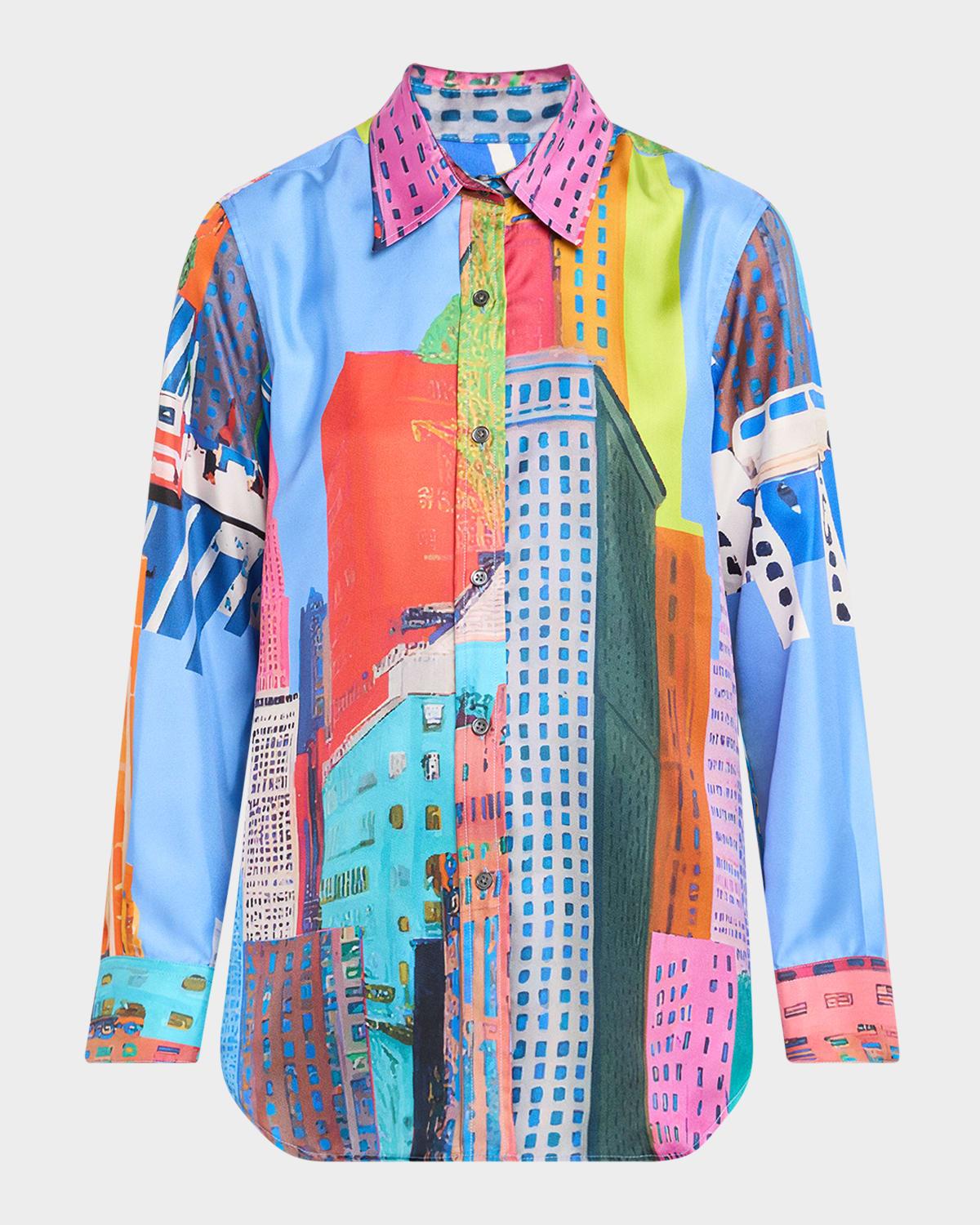 nyc printed silk new classic shirt