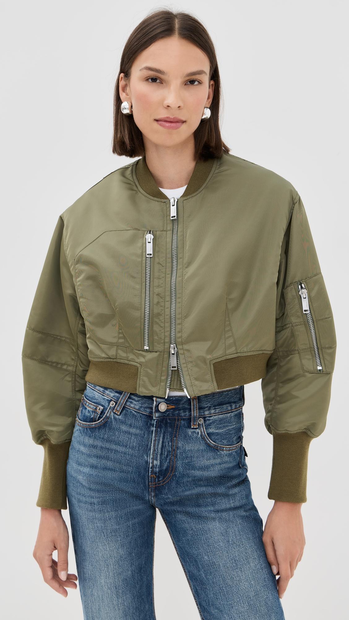 nylon cropped bomber
