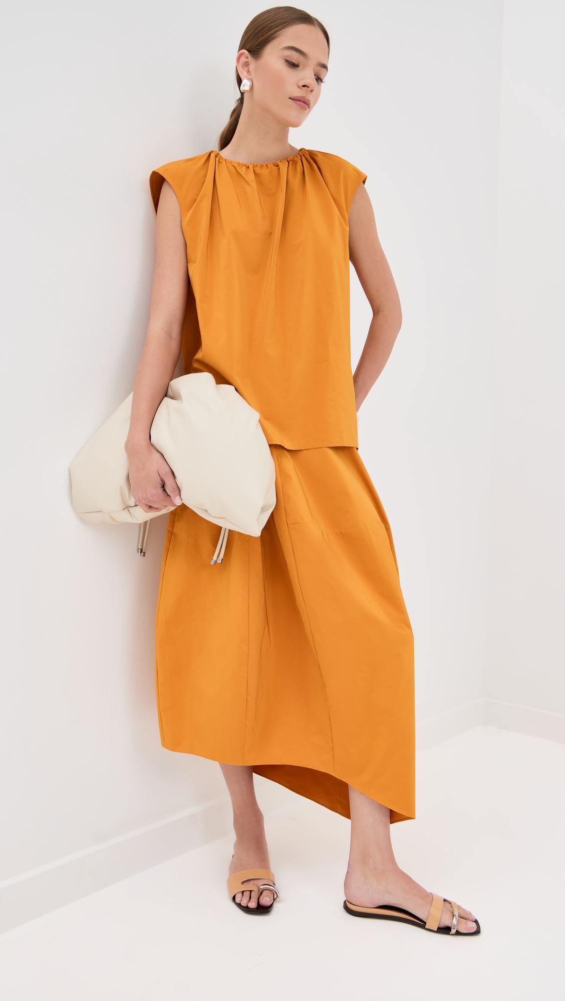 nylon shirred neck top