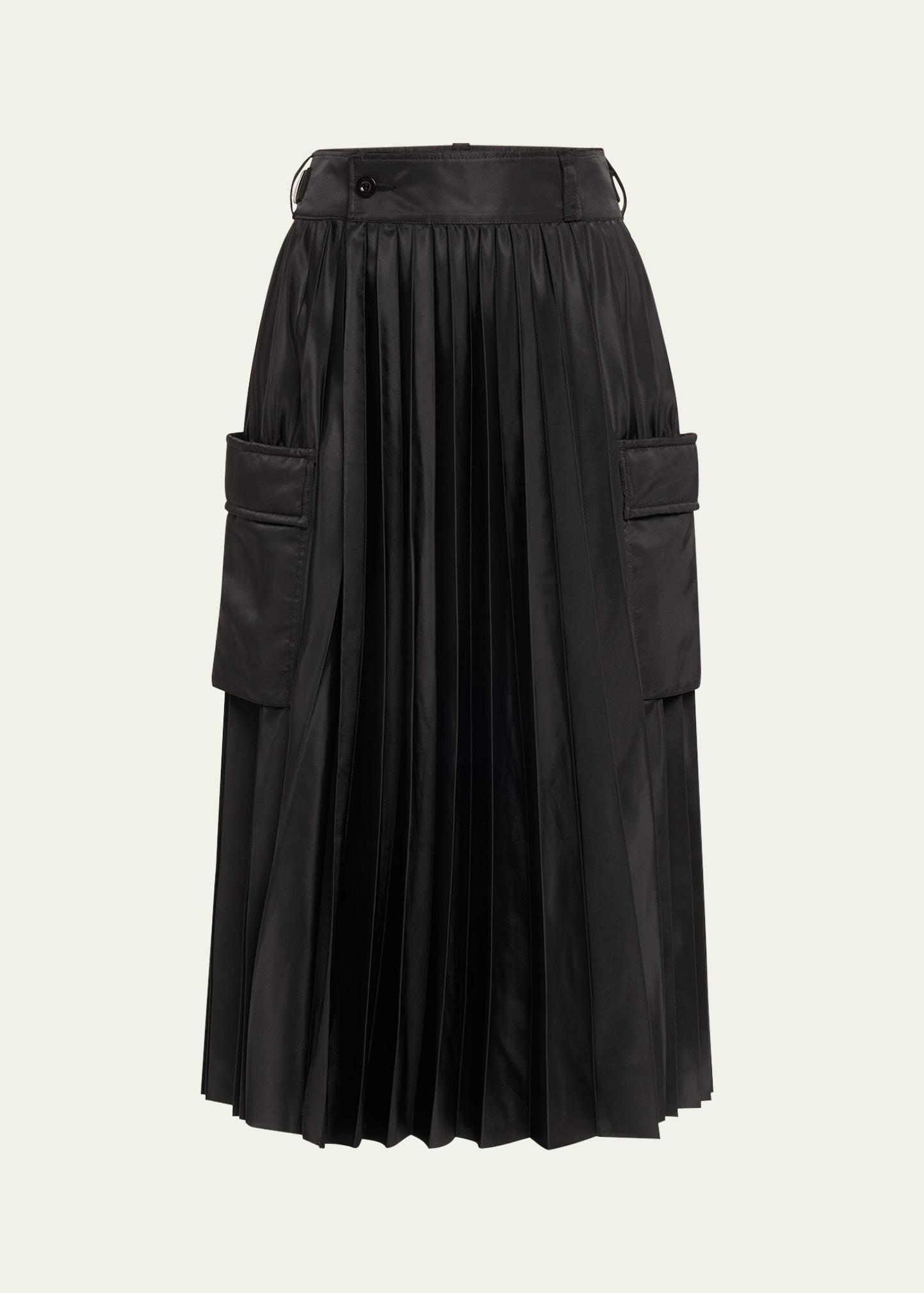 nylon twill pleated cargo skirt