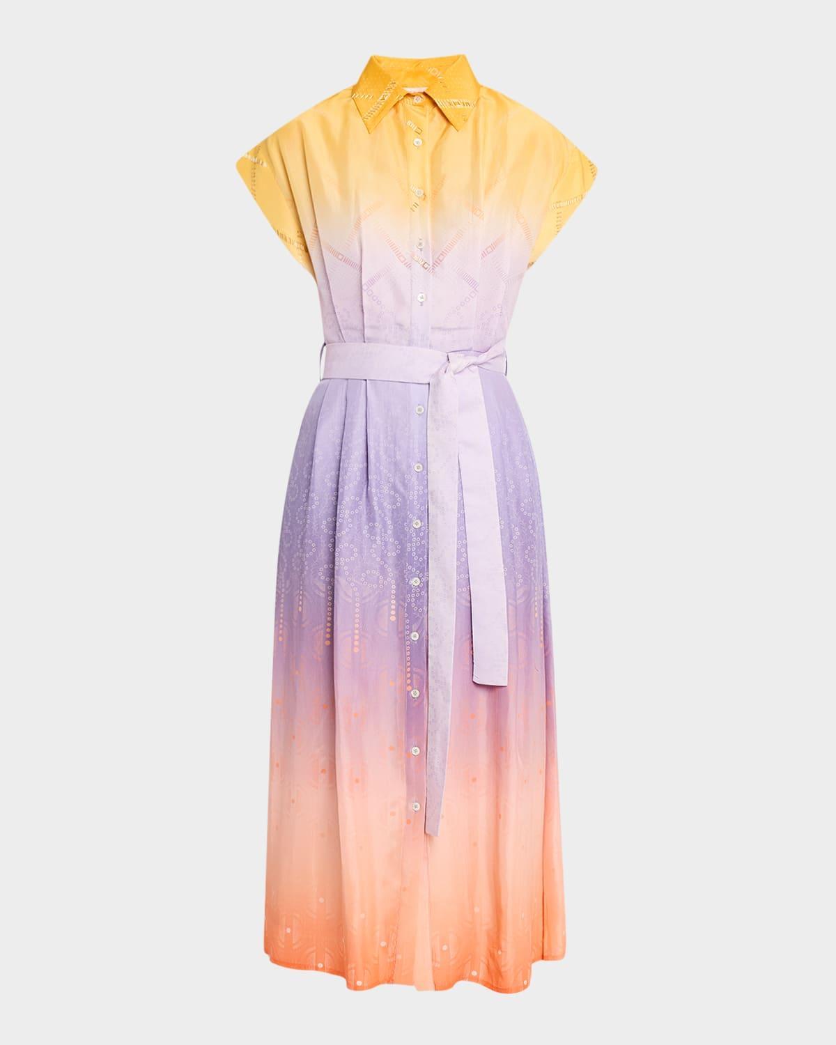 nyssa spectrum geometric midi shirtdress