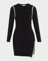 nyx embellished long-sleeve wrap dress