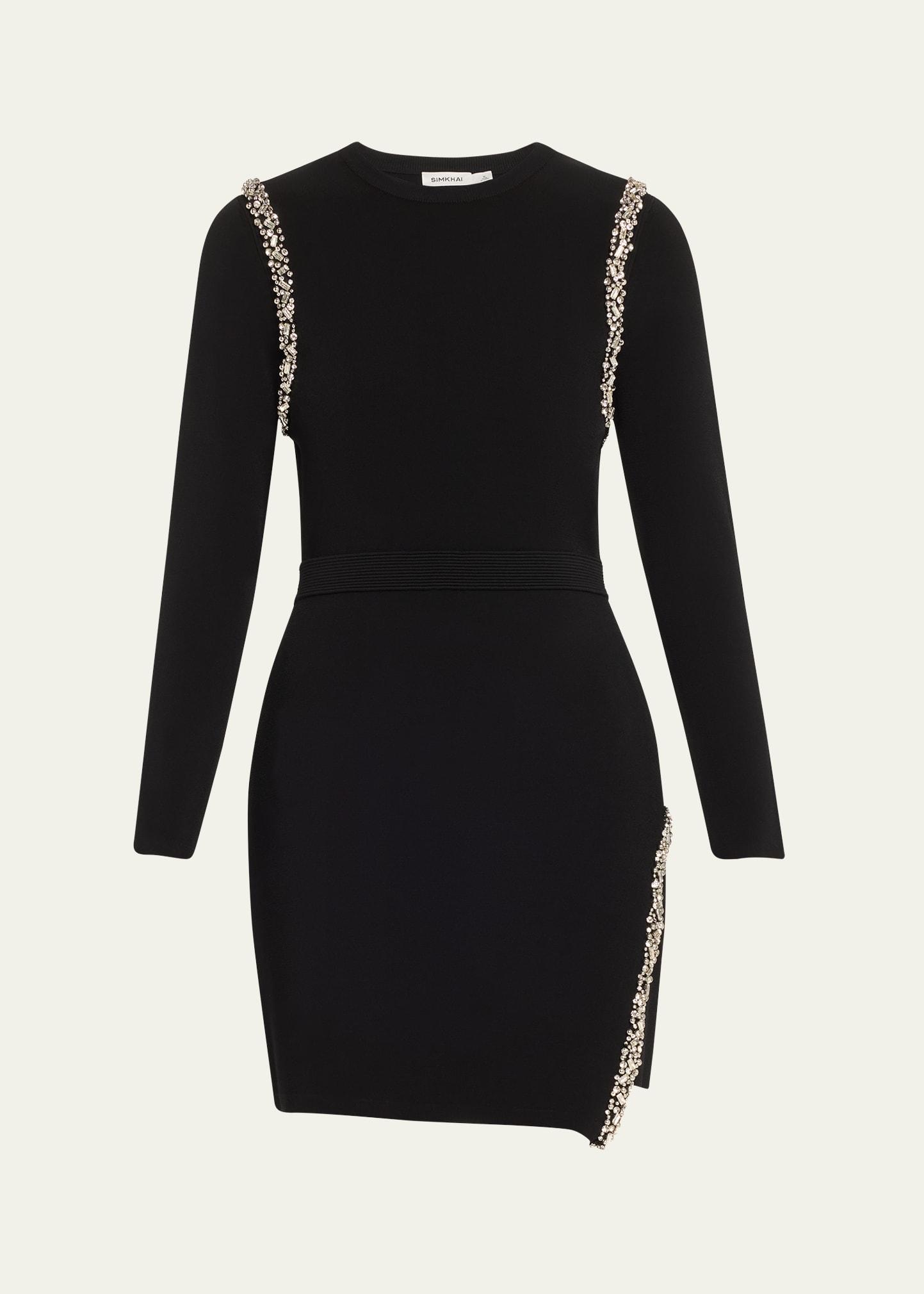nyx embellished long-sleeve wrap dress