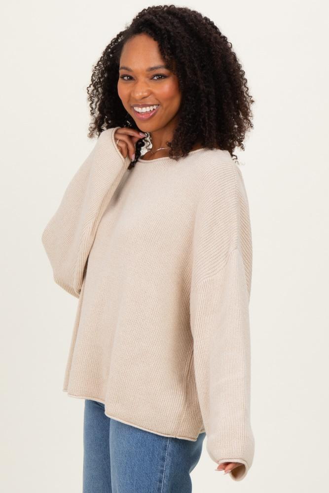 oatmeal oversized boatneck sweater