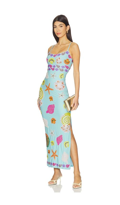 oceanus new york strapped dress in baby blue.