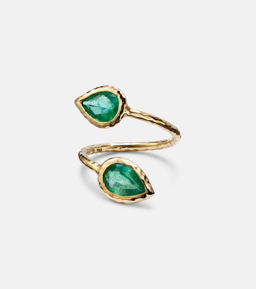 octavia elizabeth moi and toi 18kt gold ring with emeralds