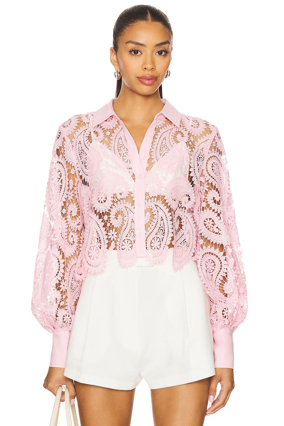 odelia crop button down top