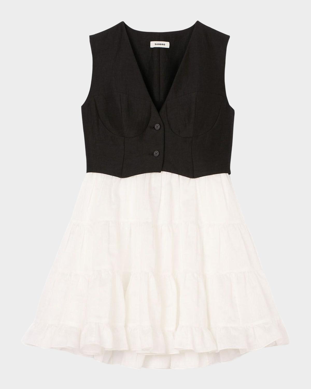 odette mixed-media mini dress