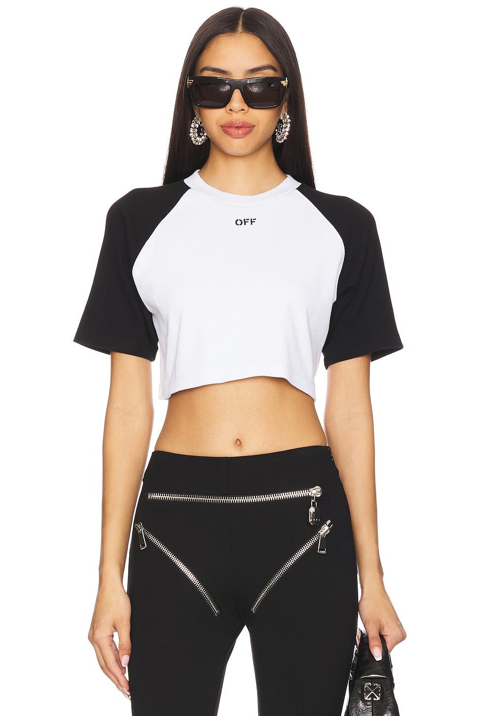 off bicolor raglan crop tee